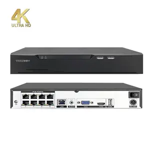 Enregistreur vidéo réseau 4K 8MP Ultra HD 8 canaux tuya smart security PoE NVR détection de mouvement 8 ports poe nvr avec disque dur de 2 to