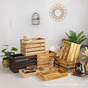 Caisse de rangement en bois multi-tailles, étagère de bureau en bois massif pour livres, aliments, articles de soins personnels - Product Image 2