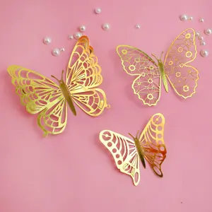 Groothandelsprijs Taartdecoraties Vlinders Feestartikelen Verjaardagsdecoratie 3d Gouden Vlinders Taarttopper