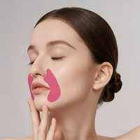Masque en tissu végétalien demi-coupe rose, technologie hydrogel, soin du visage hydratant, anti-rides, réduction des rides du sourire à l'acide kojique