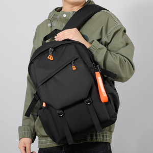 WeiYaLu Men's <b>Backpack</b> <b>Large</b> Capacity Laptop Compartment Everyday Commute Student Use Black Gray Solid Color Shoulder Straps - Product Image 3