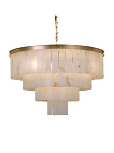 Lámpara de Araña Redonda Personalizada para Comedor, de Alabastro, con Marco de Latón Dorado, Luz LED 2700K, Blanco Cálido Suave para Sala de Estar - Product Image 6