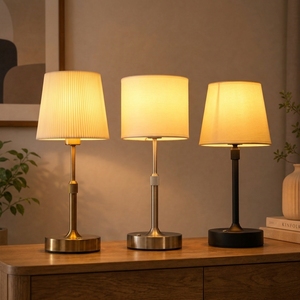 Lámpara de Mesa Portátil Inalámbrica con Pantalla de <span class=keywords><strong>Lino</strong></span> y Mármol, LED Táctil Regulable, para Cafetería, Restaurante, Hotel, Diseño, Venta al Por Mayor OEM - Product Image 2