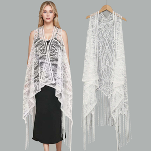 Blouse de <span class=keywords><strong>plage</strong></span> ajourée en <span class=keywords><strong>dentelle</strong></span> style européen et américain pour femme, châle de <span class=keywords><strong>plage</strong></span>, cardigan court tricoté anti-UV, grande taille - Product Image 2