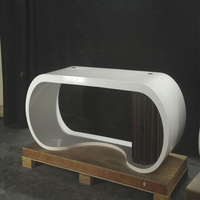 Petit bureau de maison ou de bureau moderne en surface solide Corian blanche, de forme ovale et durable
