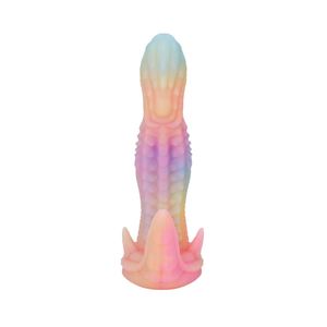 Glow Monster Regenboog Buitenaardse Dildo Jongen Seksspeeltje Mannelijke Dildo Anale Vrouwelijke Plezier Speelgoed Siliconen - Product Image 3