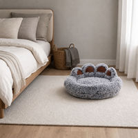 Coussin rond pour animaux de compagnie en peluche longue, tapis de couchage pour chien et chat, doux et chaud, pour intérieur, toutes saisons