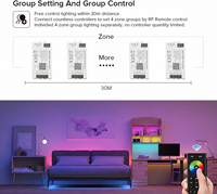 Kit de Contrôleur de Bande LED RF 2,4 GHz BTF-LIGHTING avec Télécommande 4 Zones DC5V 12V 24V Variateur PWM pour DIM CCT RGB RGBW RGBCCT