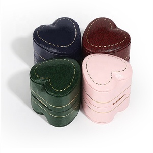 Luxury custom heart shape wedding luxury engagement leather ring display gift box