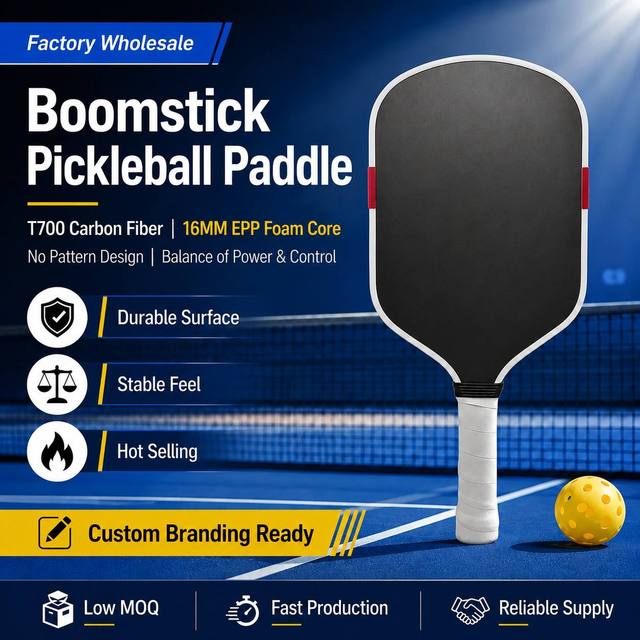 Factory Wholesale High Quality Portable Boomstick Pickleball Paddle T700 Carbon Fiber Solid Design Hot Selling LABS Project