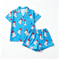 Pyjama de Noël pour femme, vêtement de nuit imprimé par sublimation, manches courtes, tenue décontractée imprimée, cadeau de Noël