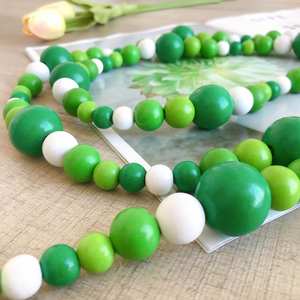 Guirnalda de cuentas de madera pulida para el día de Pascua y San Patricio con cuerda de yute diseño rústico hecho a mano - Product Image 5