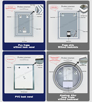 Miroir de salle de bain LED semi-circulaire tactile haute définition, fabriqué en usine, à trois couleurs réglables, anti-buée, pour table de toilette