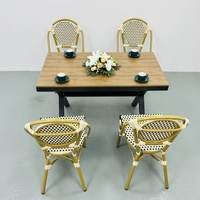 Ensemble table et chaise empilable en rotin au design moderne, imperméable pour l'intérieur et l'extérieur, meubles d'entrée pour villa, cour et parc