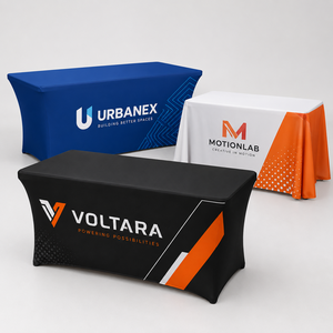 Cubierta de Mesa Publicitaria con Impresión por Sublimación Personalizada, Manteles para Ferias Comerciales, Impermeables, de Poliéster Elástico y Spandex - Product Image 1