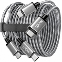 Câble USB-C tressé en nylon de qualité supérieure, 100W PD, charge rapide, avec indicateur de puissance LED vert