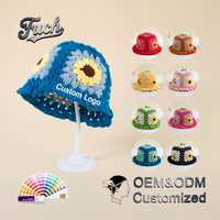 Chapeau Bob Femme OEM en Gros, Broderie Personnalisée, Motif Tournesol au Crochet, Bord Volanté, Creux et Respirant
