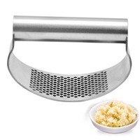 Handmatige knoflookpers van SS304 metaal, 430 roestvrijstalen rocker snijder voor fruit & groenten, gember crusher