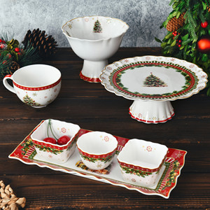 Ensemble de dîner de noël en <span class=keywords><strong>porcelaine</strong></span> cadeau du père noël <span class=keywords><strong>vaisselle</strong></span> assiettes plats céramique nouveaux ensembles de <span class=keywords><strong>vaisselle</strong></span> en <span class=keywords><strong>porcelaine</strong></span> osseuse - Product Image 4