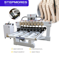 Machine de fraisage CNC pour bois à 4 axes et 8 broches avec servomoteurs, système de contrôle DSP et composants PLC essentiels pour la sculpture et la gravure 3D
