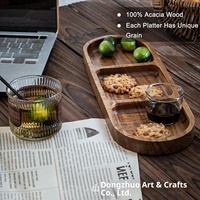 Plateau jetable pour tasses à café en bois d'acacia avec assiette pour petit déjeuner thé au lait de soja et thé de l'après-midi usage domestique