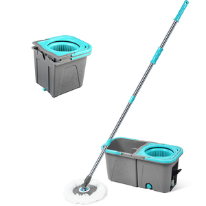 Práctico juego de cubo de <span class=keywords><strong>fregona</strong></span> giratoria separada con mango de acero telescópico plegable para limpieza - Product Image 3