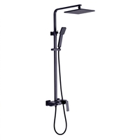 Système de douche mural moderne 3 voies, corps en laiton massif, cartouche céramique, douchette pluie et à main, kit avec tuyau PVC 1,5 m couleur assortie, pour hôtel