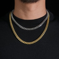 LEPAI Bijoux de mode unisexe, collier cubain en acier inoxydable avec fermoir en argent S925 et moissanite VVS, style hip-hop