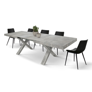 Extendable Dining <b>Table</b> Cement Gray 160x90 Mdf Base Melamine <b>Top</b> Internal Use - Product Image 4