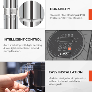 LEO <span class=keywords><strong>LDP</strong></span> 3 pollici 3.5m ³/h 600W 80m testa DC pompa acqua sommergibile pompa acqua solare per irrigazione agricoltura - Product Image 4