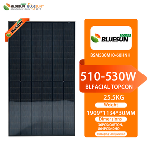 Precio de Fábrica, Módulo Solar Bifacial Topcon de 500W 530W 600W 650W, Totalmente Negro, 182mm, Media Celda, Doble Vidrio - Product Image 5