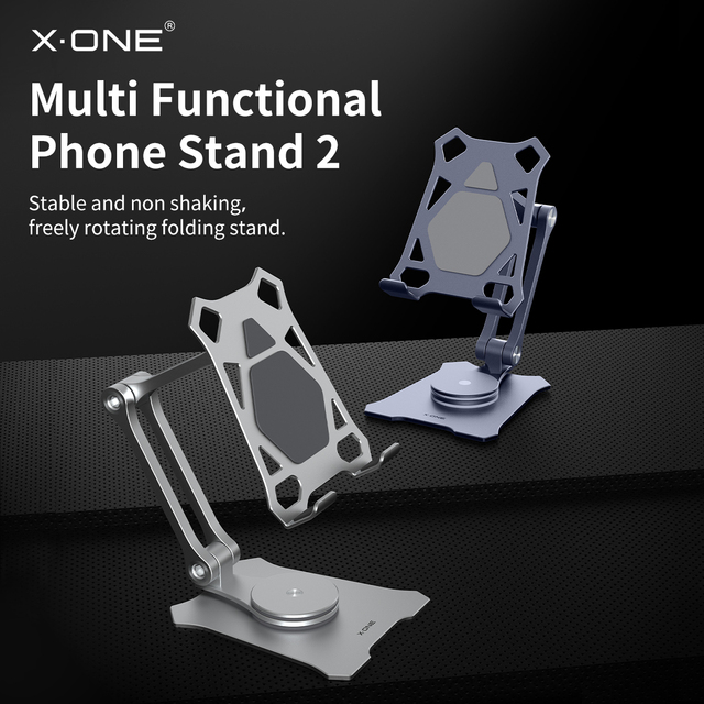 Trending Aluminum Foldable Mobile Phone Stand With Rotating Base 360 Degree Adjustable Flexible Stand Aluminum for Phone & ipad
