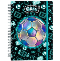 Carnet spirale A5 Neon Glow Soccer, couverture en papier holographique 3D en forme de ballon de football, bloc-notes pour enfants, garçons, filles, cadeau scolaire, OEM personnalisé