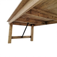 Table de ferme en bois massif antique rectangulaire avec pieds droits pour usage extérieur en hôtel