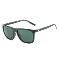 Lunettes de soleil classiques carrées en acétate à monture intégrale avec verres polarisés pour hommes (monture noire/verres noirs) avec protection UV