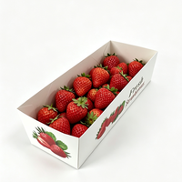 Barquette alimentaire en papier biodégradable écologique, imprimée sur mesure, de qualité alimentaire, pliable, pour emballages à emporter de fraises, boîte à fruits