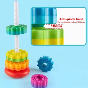 Bébé et enfant en bas âge cognitif arc-en-ciel tour rotative éducation précoce géométrie <span class=keywords><strong>anneau</strong></span> rotatif tour d'empilage jouet - Product Image 4