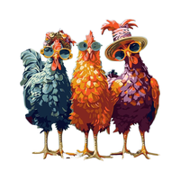 Peinture à l'huile numérique moderne de poulet, art sur toile fait main, création DIY