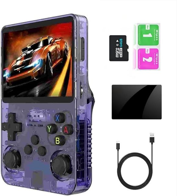 R36s Retro Handheld Gaming Console Built-in 64GB Memory 15000+ Games Portable Linux System Emulator Wireless Controller Wi-Fi