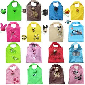 Personalizado reciclado reutilizável promocional eco-friendly 190t 210d animal poliéster dobrável saco de compras com impressão do logotipo