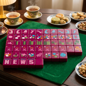 Juego de Mahjong Americano de Lujo con Patrón de Dragón, 160 Fichas, Círculos Coloridos Grabados, Juego de Mahjong Acrílico Premium con Estuche de Transporte - Product Image 1
