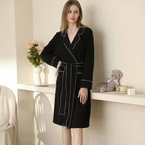 Bata de Microfibra WanBao, Nueva, Informal, para Mujer, Verano, Primavera, Otoño, Cintura Elástica, Tejido de Punto Suave, Estilo Europeo Americano - Product Image 3