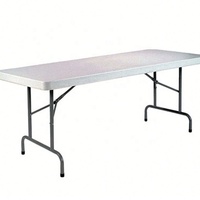 Table pliante de patio extérieure en plastique robuste en HDPE rectangulaire de grande taille d'occasion de 6 pieds