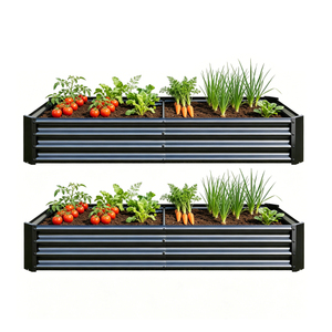Jardinera Elevada Cuadrada Rústica de Acero Galvanizado, Paquete de 2, Gran Espacio para Cultivar Verduras, Hierbas y Flores (Envío desde Almacén en EE. UU.) - Product Image 3