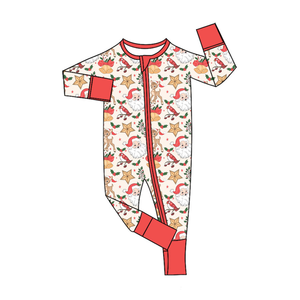 Custom Baby Christmas Zipper Romper Soft Milk Silk Long Sleeve Footless Jumpsuit - Product Image 2