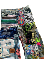 Pantalon en jean personnalisé pour homme, style streetwear, coupe évasée, patchwork, broderie vintage, jean droit en denim