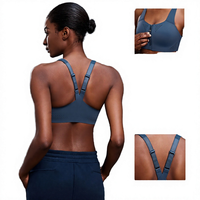 Soutien-gorge de sport simple pour femme, grande taille, avec fermeture éclair avant, dos en Y réglable, perforé, respirant, maintien élevé, pour l'entraînement et la course à pied, pour adultes