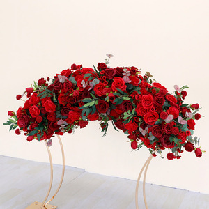 LFB2398-1 <span class=keywords><strong>Centrotavola</strong></span> da Matrimonio di Lusso in Metallo Dorato con Fiore Rosso Decorativo - Product Image 3