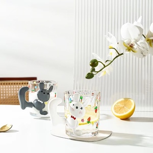 Taza <span class=keywords><strong>de</strong></span> Café <span class=keywords><strong>de</strong></span> Vidrio Moderna con Relieve Pintado a Mano, Diseño <span class=keywords><strong>de</strong></span> Conejo Adorable, Ecológica, Apta para Microondas, para Bebidas Frías, Regalo <span class=keywords><strong>de</strong></span> Boda para Parejas, para <span class=keywords><strong>Biblioteca</strong></span> - Product Image 2