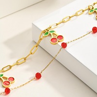 Novirassine Fijne RVS Sieraden Armbanden Groothandel Verguld Y2K Rode Kersen Fruit Hangertjes Sieraden Cadeauset